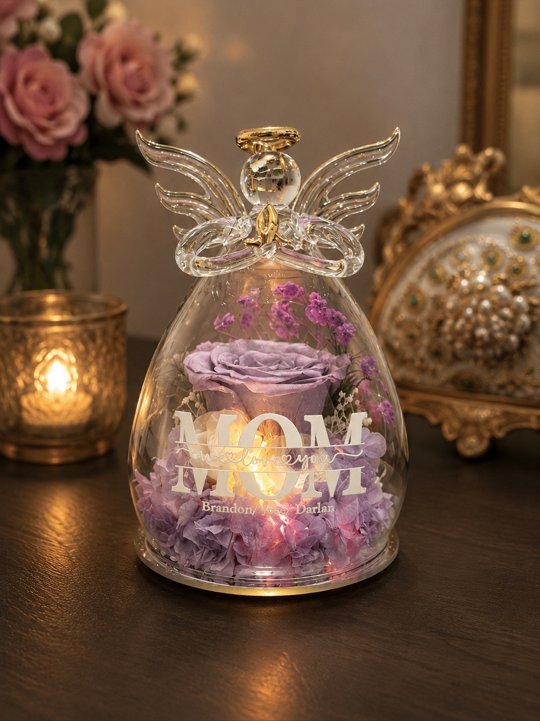 Mom Grandma Rose Gifts on Mother’S Day, Angel Gifts for Women, Preserved Real Ro