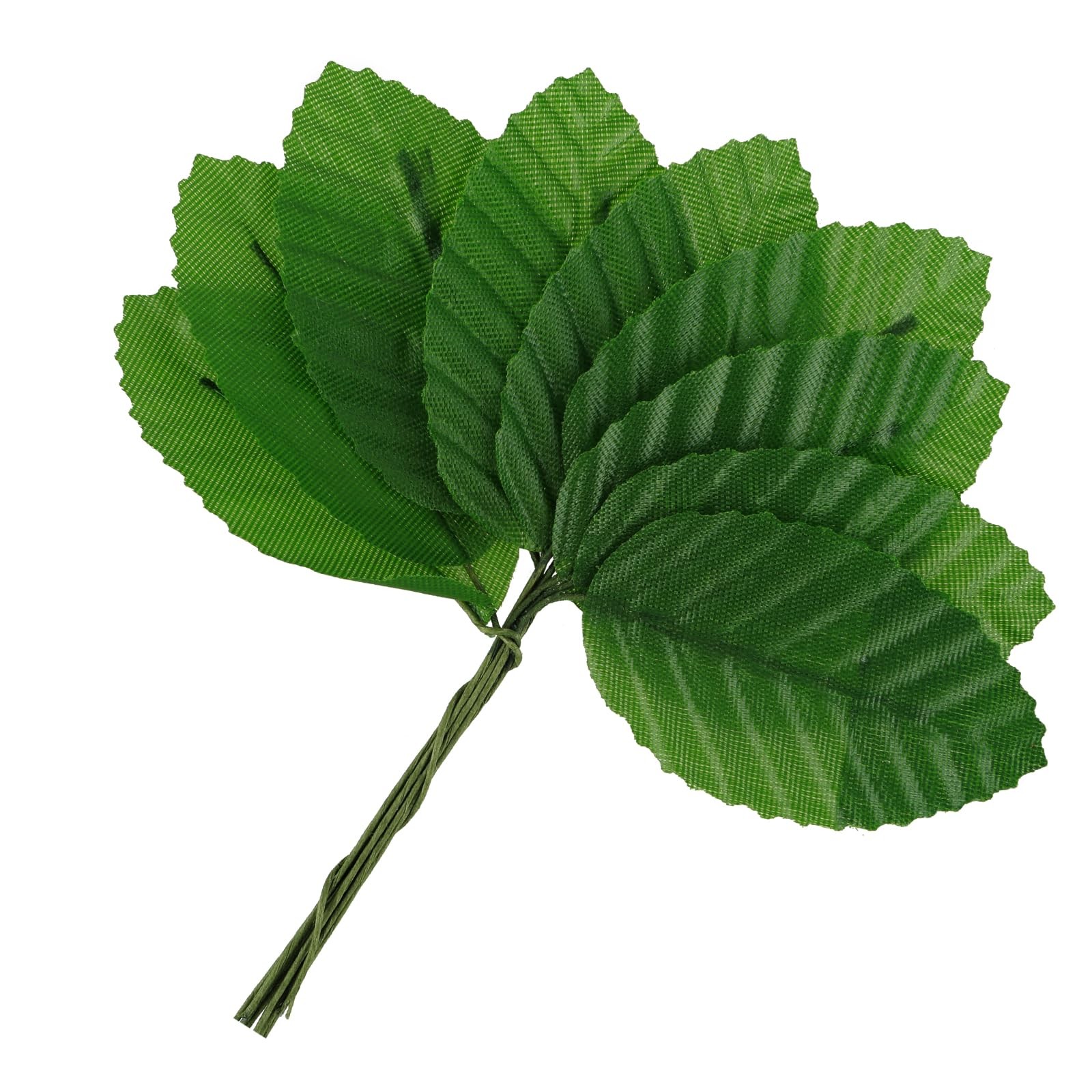 200 PCS Artificial Green Leaves Silk Faux Wired Single Leaf Bulk DIY Crafts