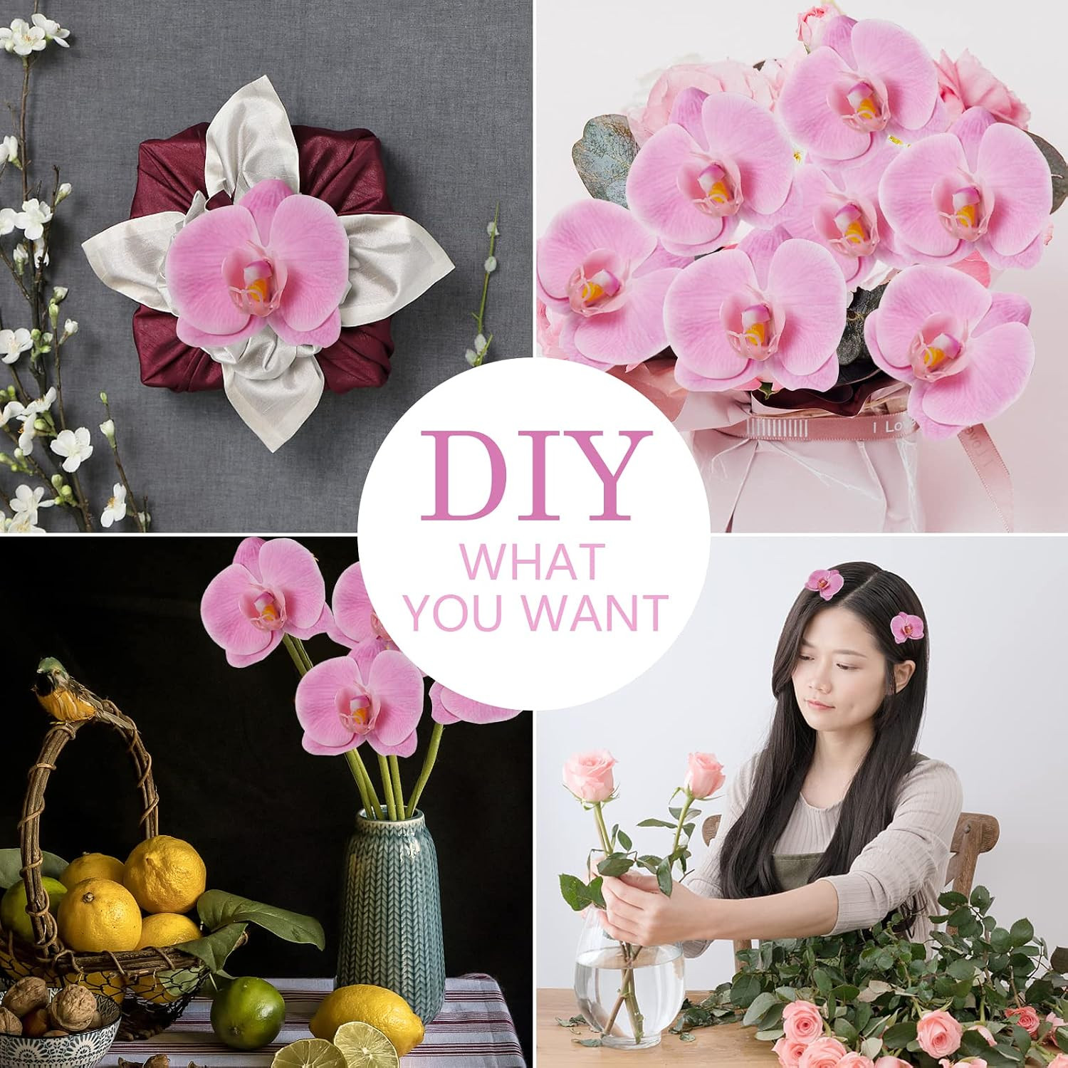 20 PCS Artificial Orchid Flower Heads – Fake Butterfly Flower Heads Faux Flower