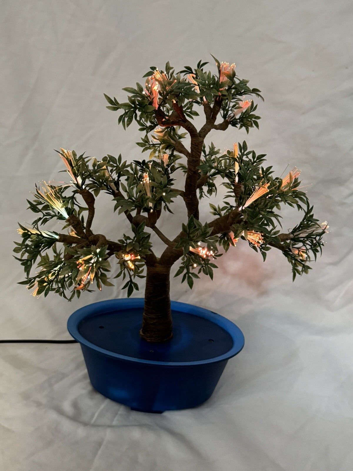 Fiberoptic Tree Tabletop Light Up Plug In 12” Ht. Fairy Nature *see Pic Paint