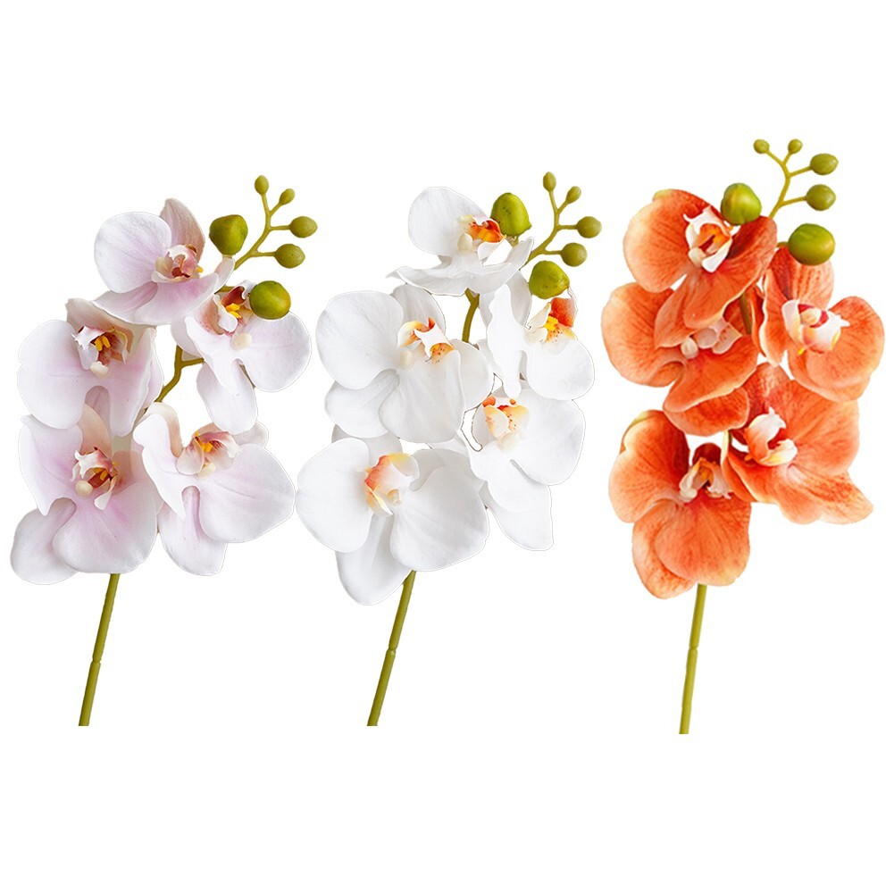 Delicate 17 7 inch Artificial Orchid Flowers Set of 4 Phalaenopsis Stems
