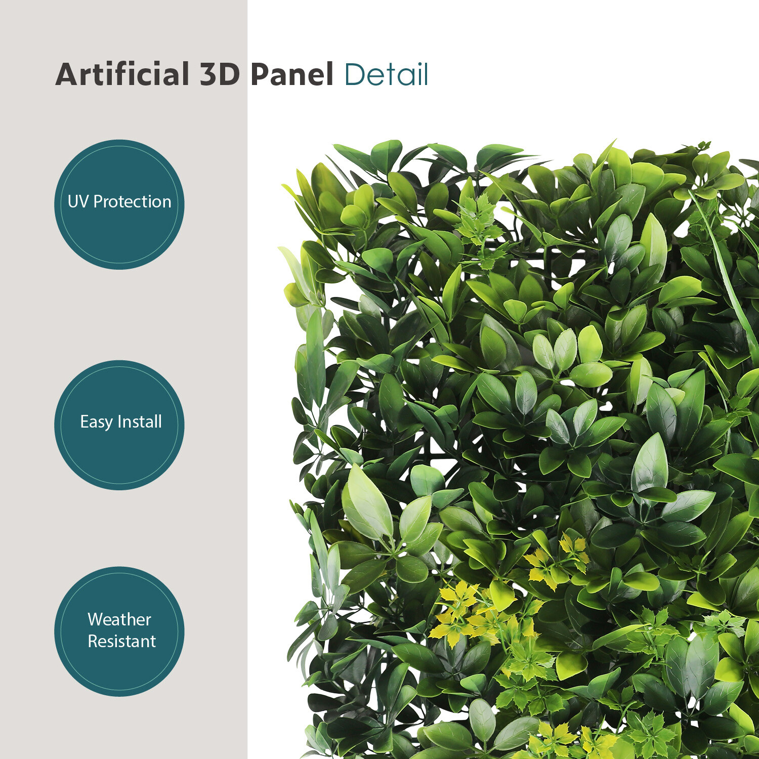 20″x20″ Artificial Faux 3D Mixed Panel Leaf Privacy Fence Screen Decor Hedge #6