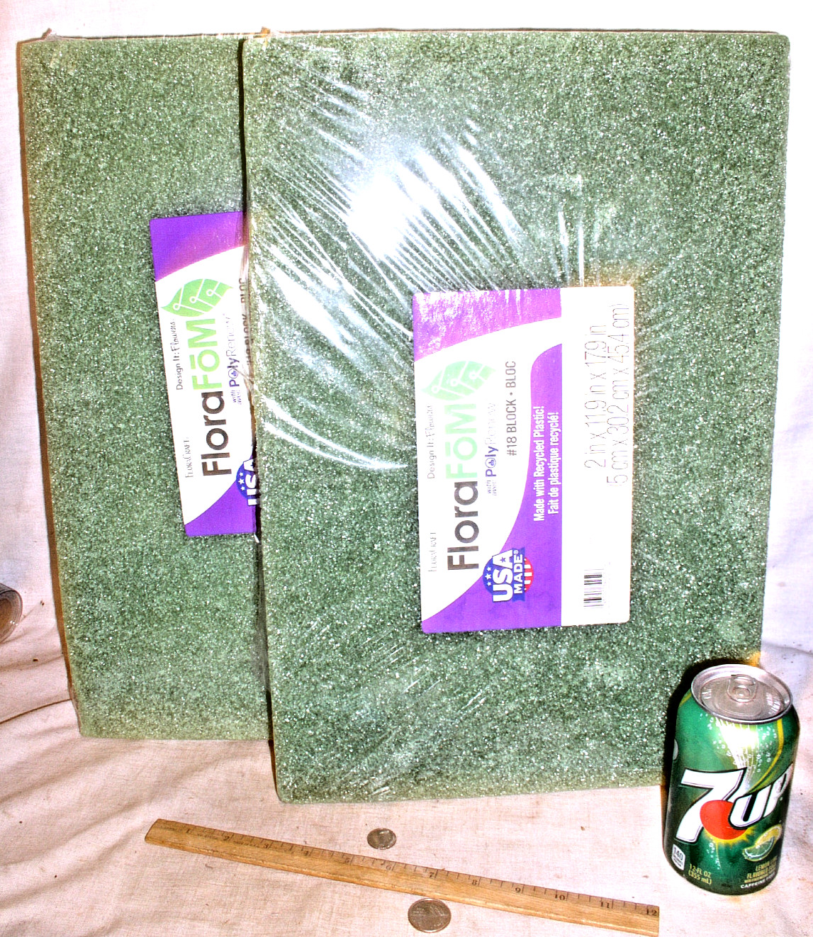 2 GREEN FLORACRAFT FLORA FLORAL FLOWER FOAM #18 BLOCK 2″ 11.9″ x 17.9″ B21218GS