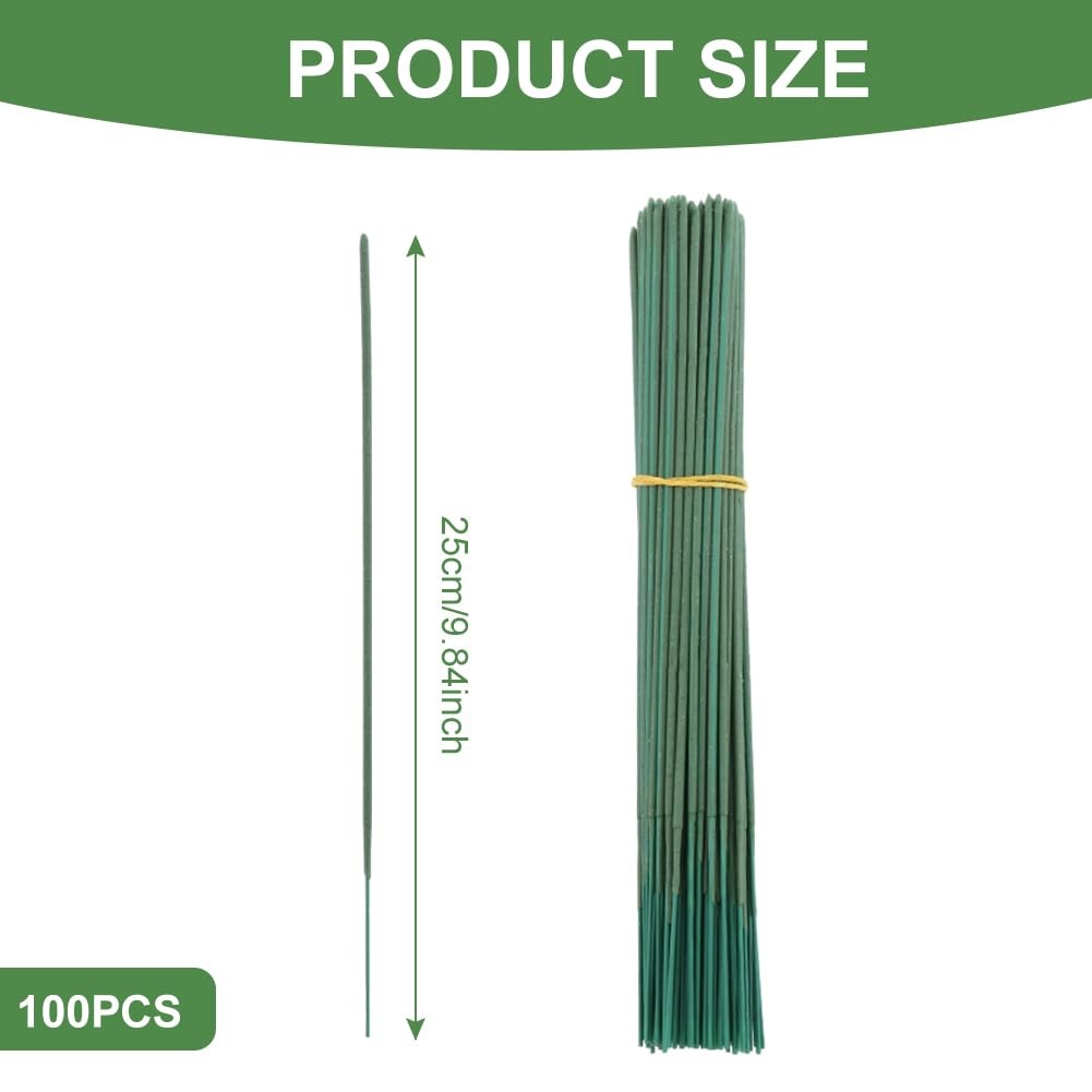 100 pcs Plastic Floral Stems for Crafts, Green Flower Rod Floral Stem Wire fo…