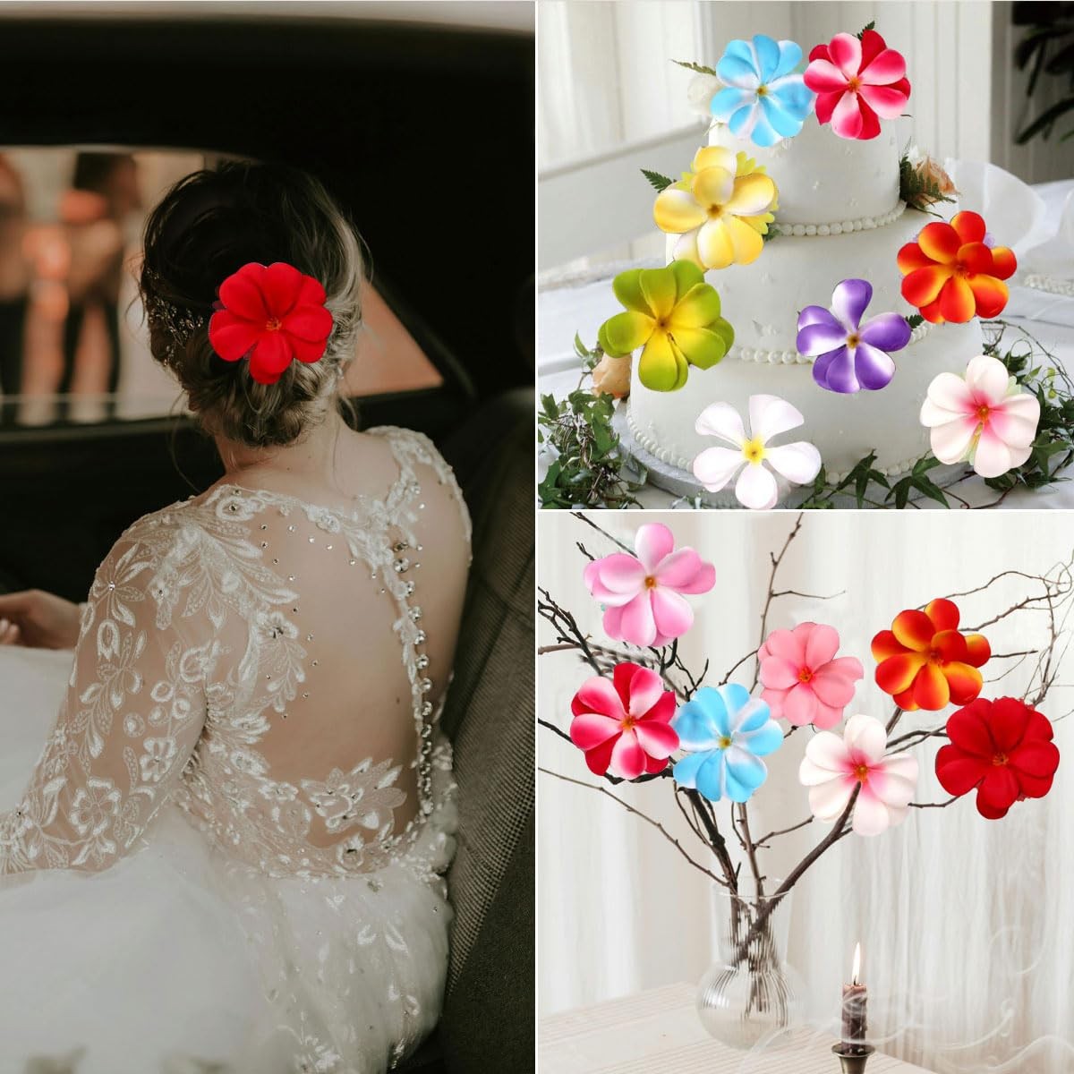 120 Pcs Artificial Plumeria Rubra Hawaiian Flower Petals Silk Flowers for DIY…