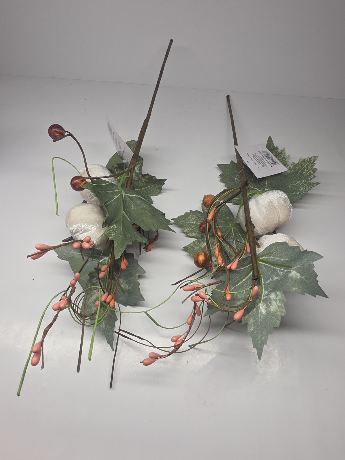 Artificial Fall Fabric Pumpkin Leaves Pick Bouquet Set Of 2