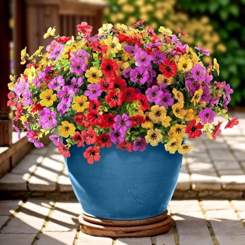 Artificial Flowers Fake Plants for Outdoors Artificial Flowers(13 Pcs) Mixed2