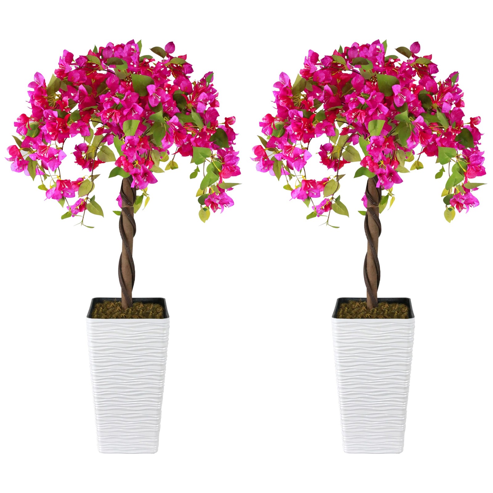 2 Packs 4FT Artificial Bougainvillea Tree, Fake Floral Tree with Flower Pot, …