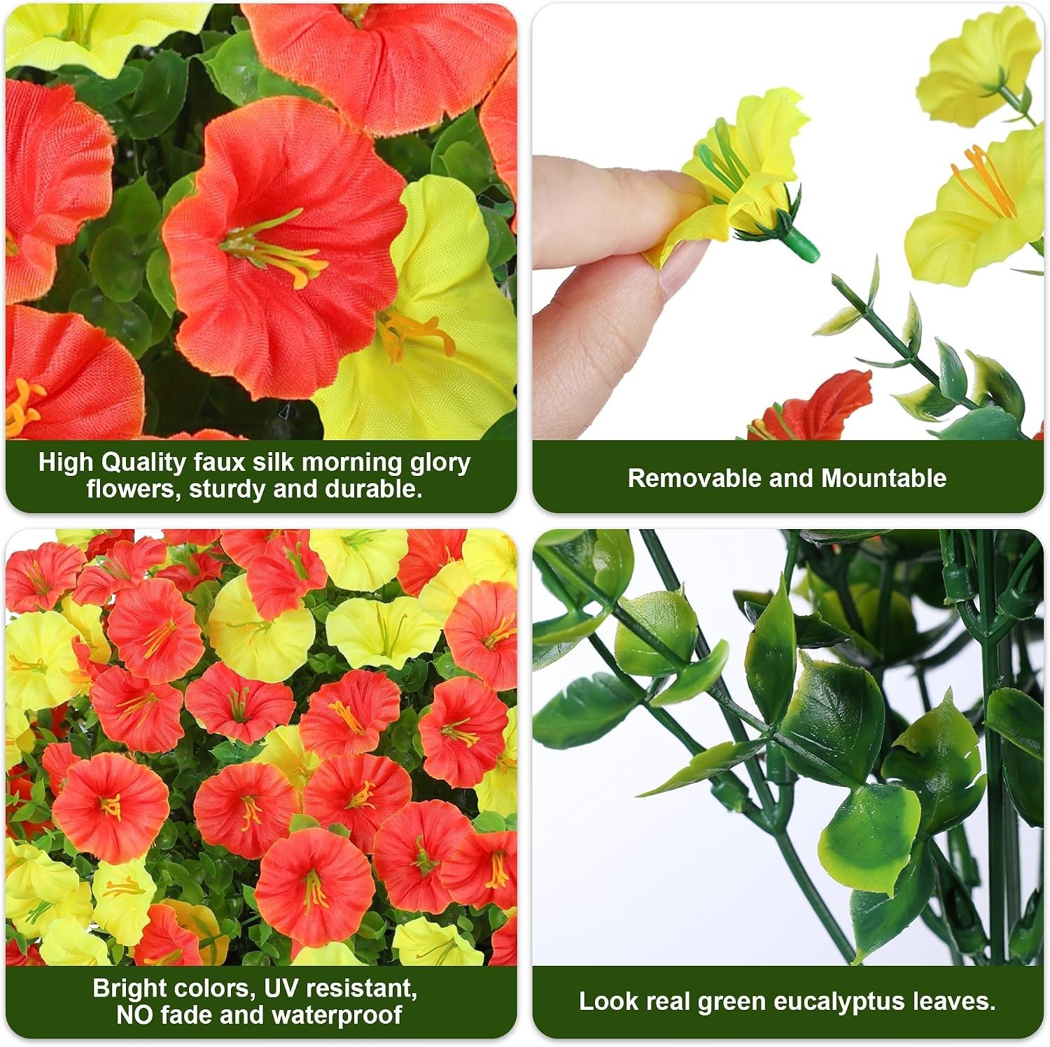 Artificial Flowers for Outdoors Fake Plants Outside Decoration, 12 Bundles Si…