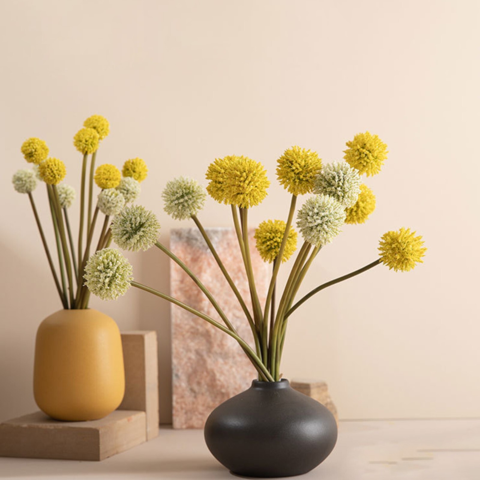6 Stunning Artificial Golden Wattle Ball Flower Stems