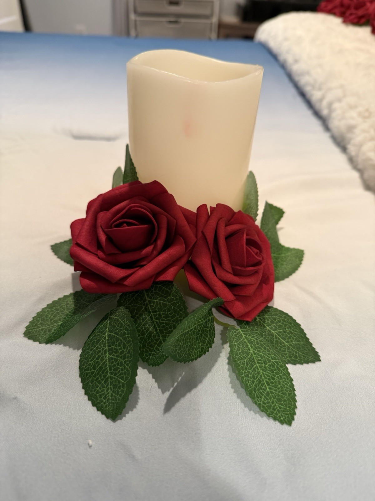 AmyHomie Artificial Real Looking Dark Red Roses For DYI/Wedding Used One Time