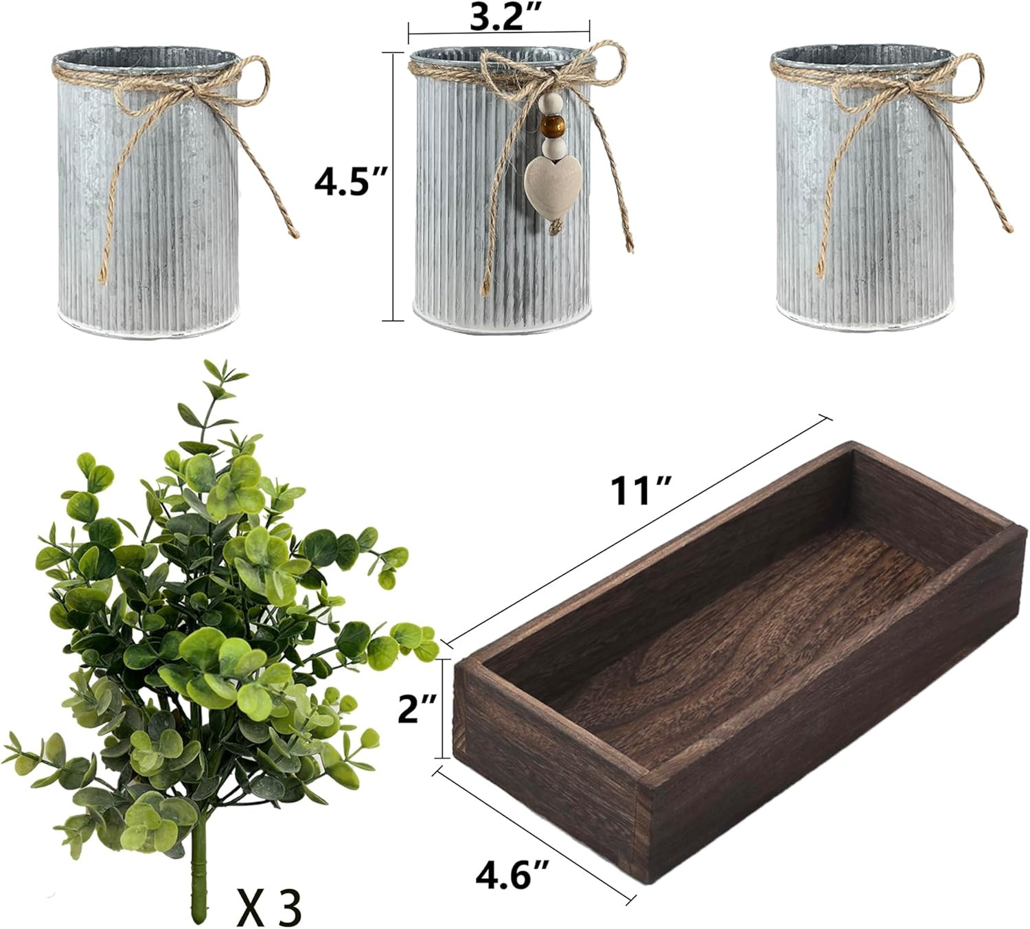 Artificial Flower Decorative Centerpiece, Frosty Green Eucalyptus Table Arrangem