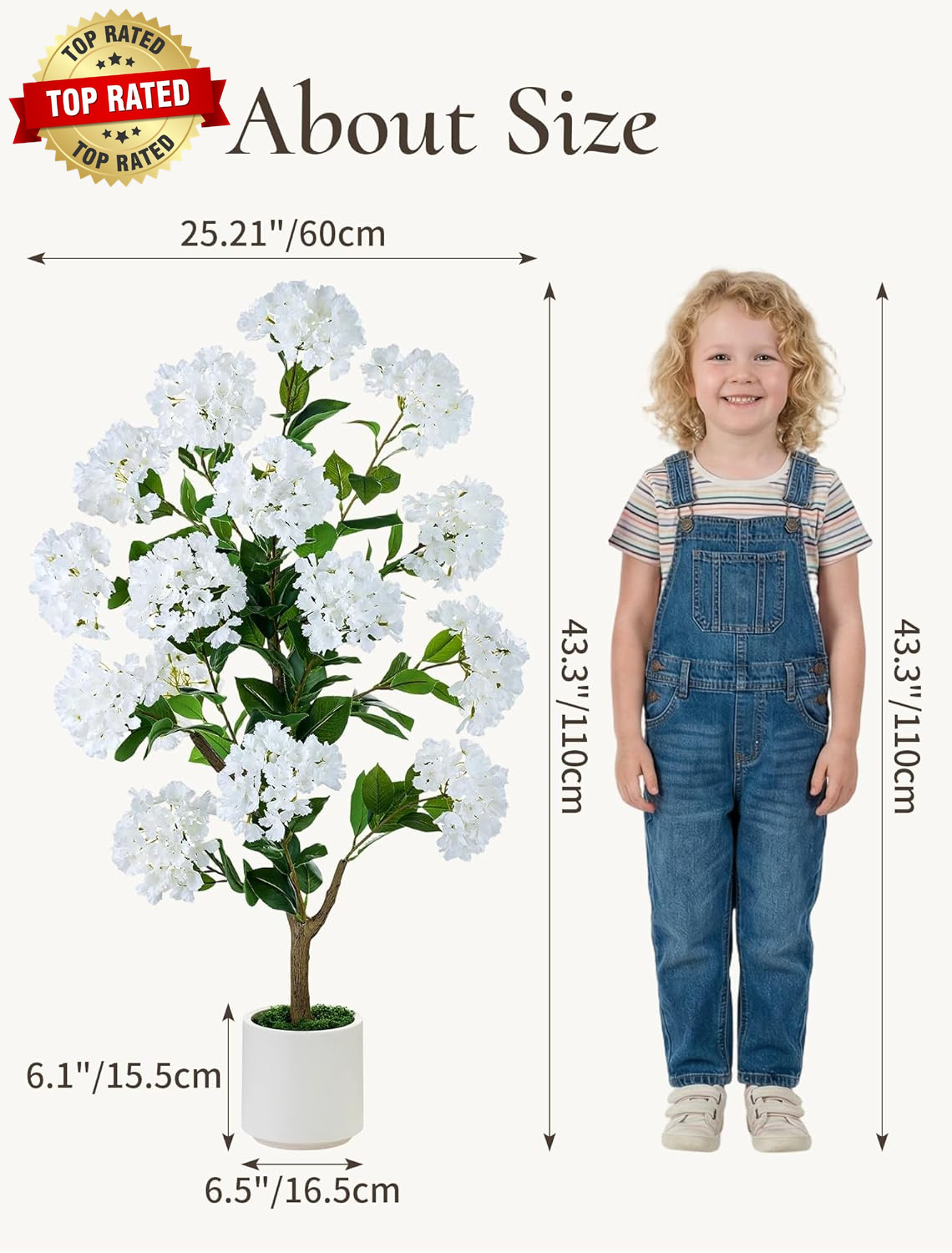 Artificial Flower Tree for Porch: 3.6Ft White Crape Myrtle, 2Pcs | Realistic Sil