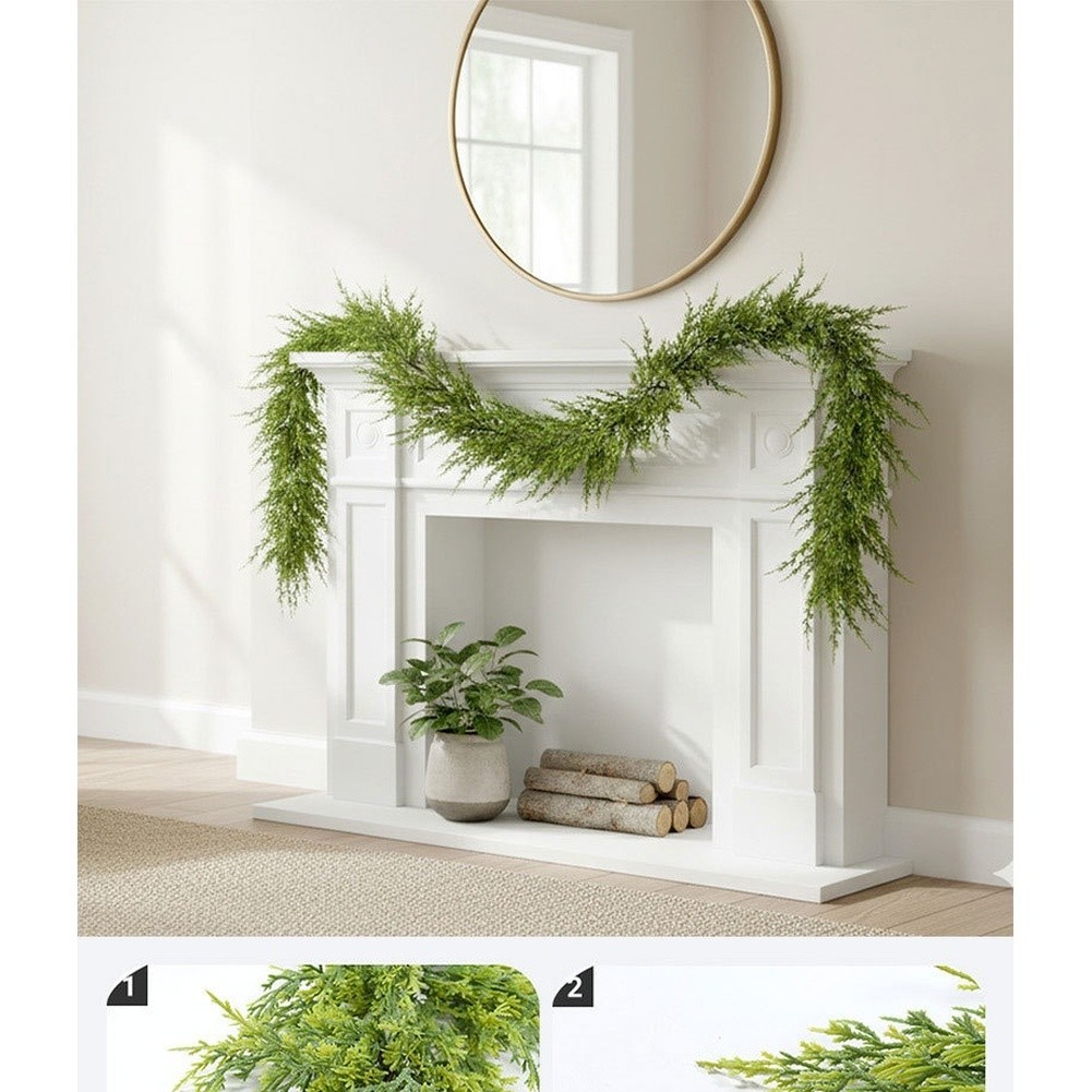 Soft PVC Faux Pine Vine Garland for Home Window Door Holiday Decoration