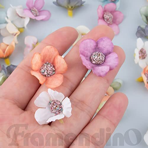 Small Fake Flowers for Crafts Multicolor Mini Silk Daisy 100 Pack Style a
