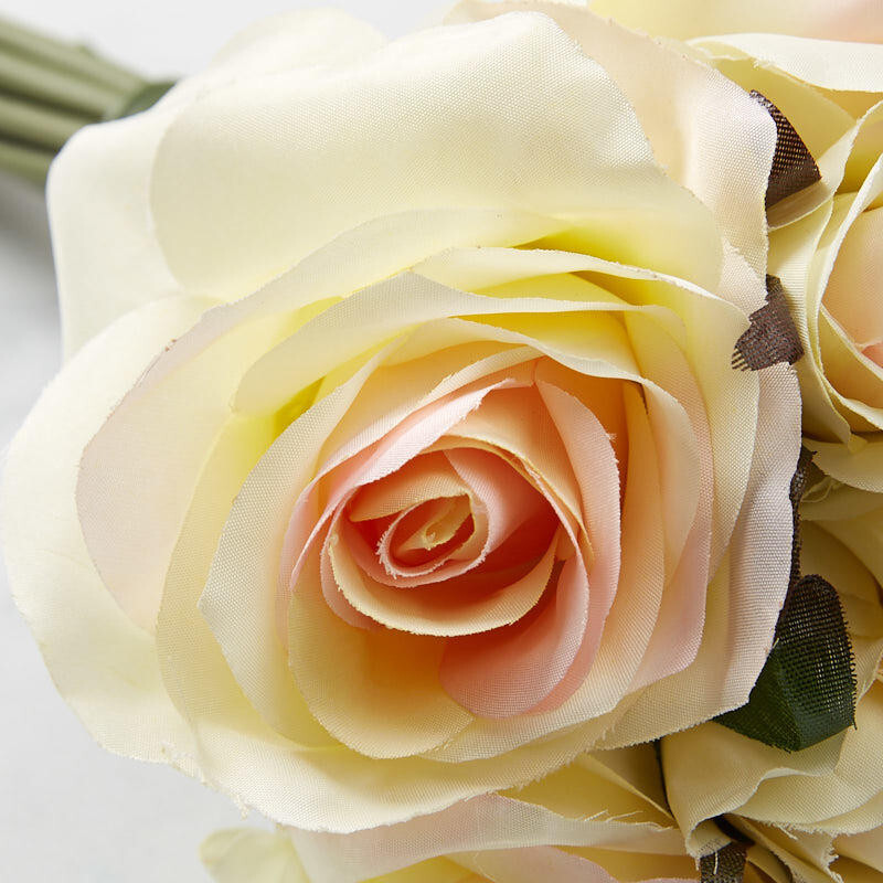 Artificial Light Peach Silk Nosegay Rose Bunch Bouquet