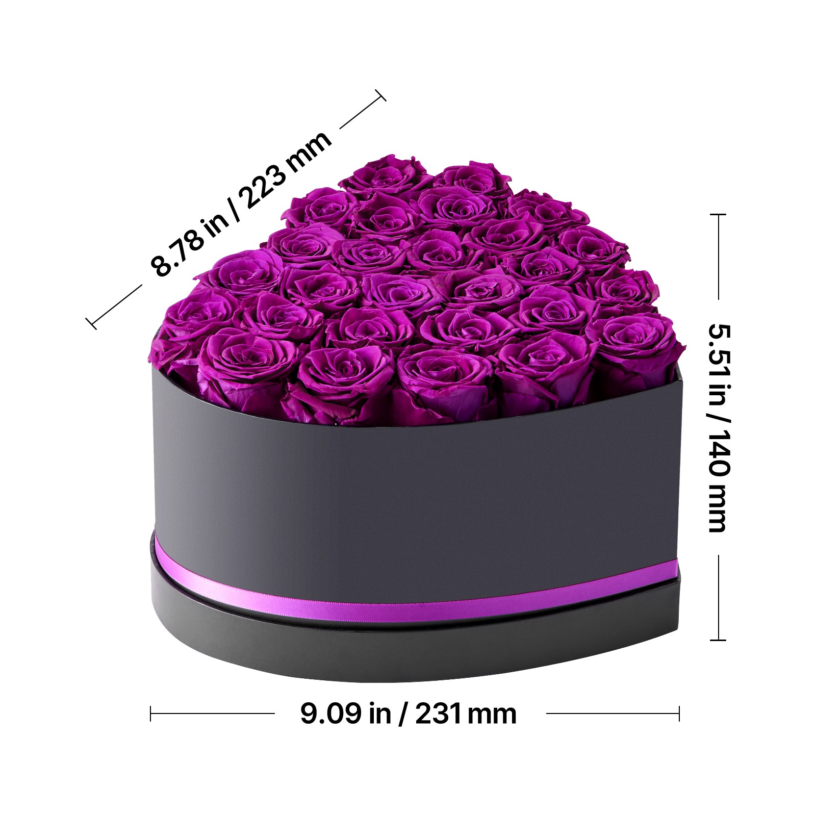 Uimoso 27 Preserved Roses in Heart-Shaped Box – Eternal Purple Flower Bouquet