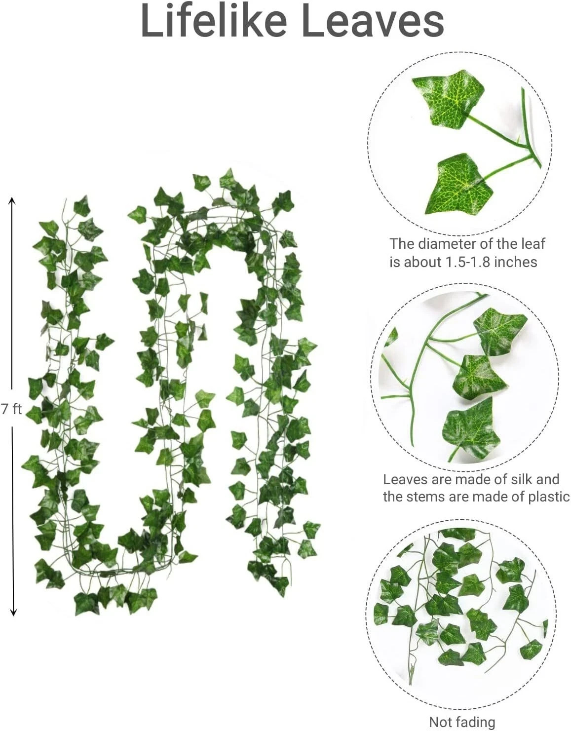 12 Pack Artificial Ivy Garland Fake Vines 84FT Room Wall Hanging Decor