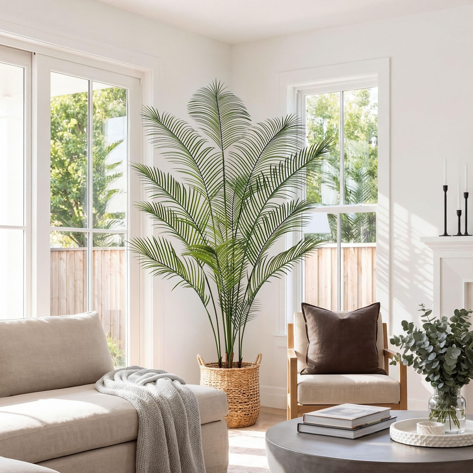 Artificial Palm Tree 7FT Tall Faux Palm Tree Indoor Fake Plants Faux Tropical…