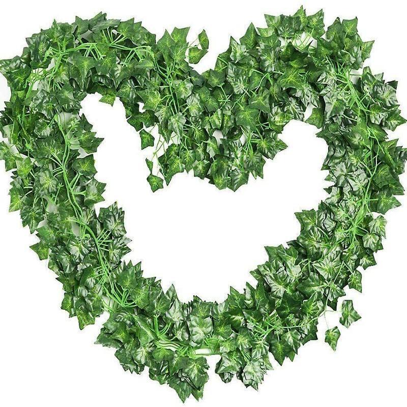 Fake Ivy Leaves Set of 12 Artificial Greenery vines for room wedding xmas decor