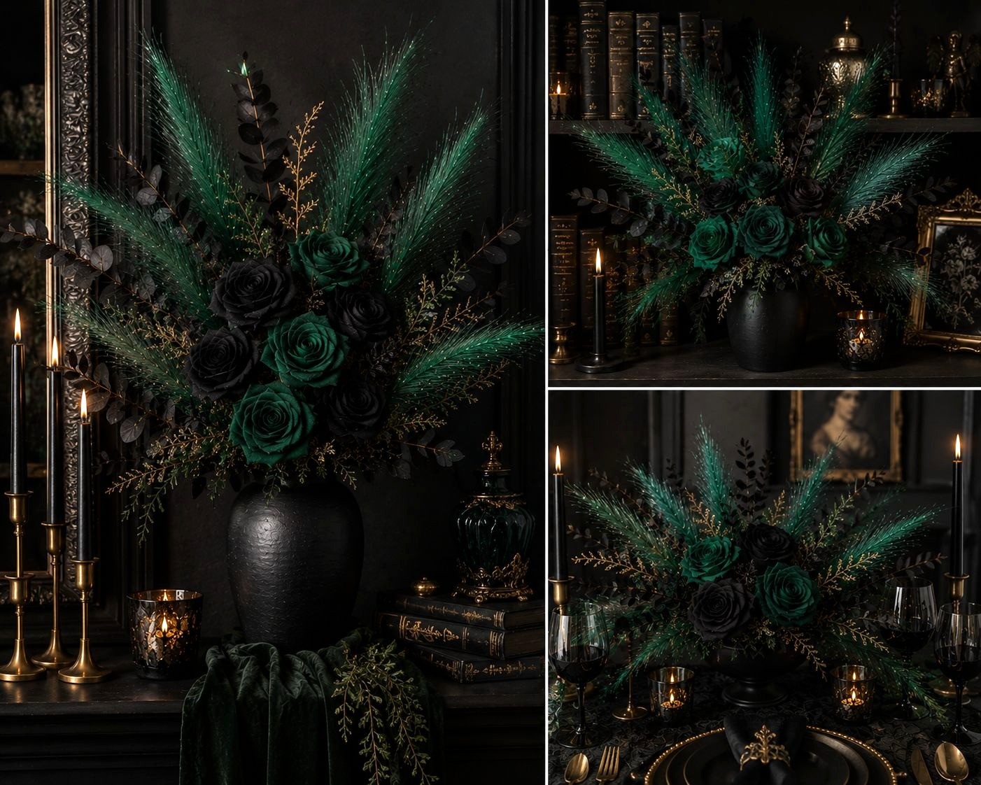 Emerald Green Faux Pampas Grass Set of 12 Artificial Pampas Stems Green Wedding