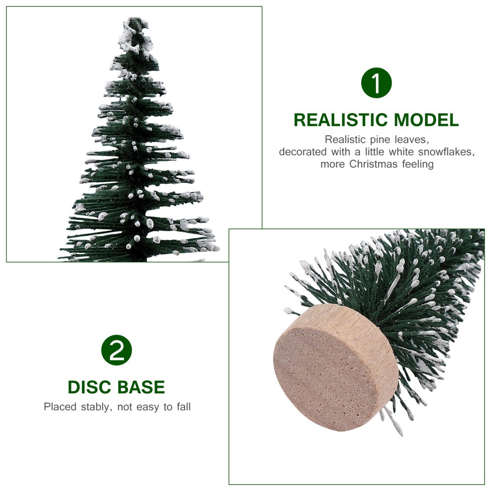 10Pcs Small Xmas Tree with Snowy Pine Design for Tabletop Christmas Party Decor