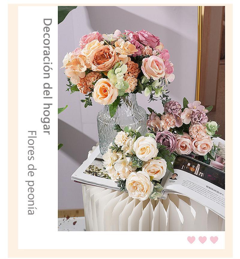 7-head Silk Peony Rose & Hydrangea Bouquet – Elegant Decor for Home & Events