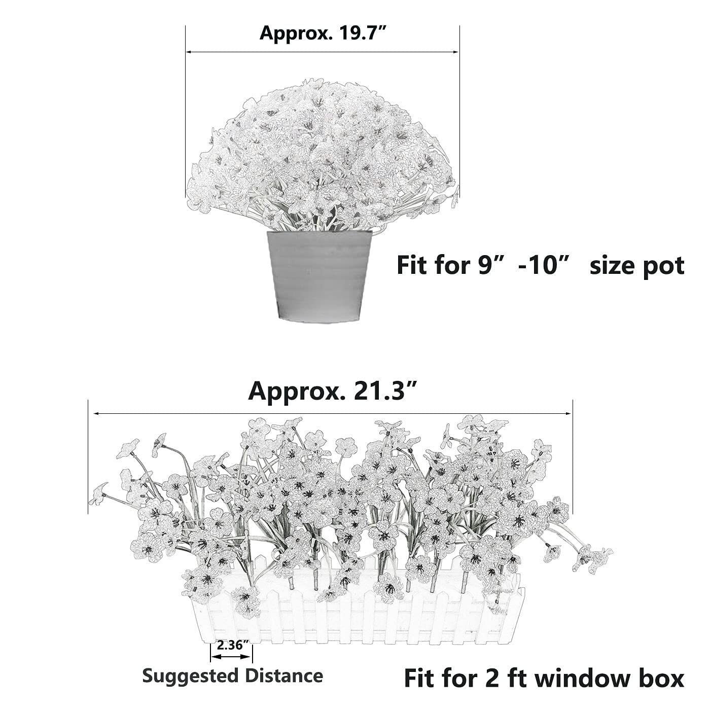 20 Bundles Artificial Flowers for Outdoors, UV Resistant Fake Flowers with Pl…