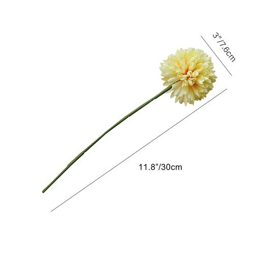 12 PCS Yellow Chrysanthemum Artificial Mums Silk Flowers Home Table Decor