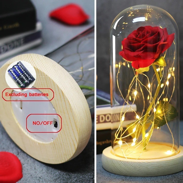 LED Rose in Glass Dome, Romantic Decor, Perfect Gift , FAST SHIPPING