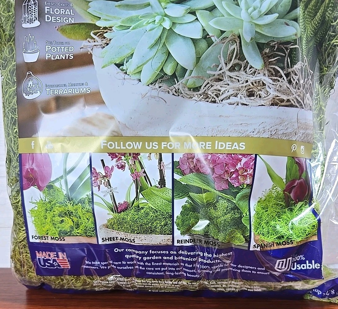 SuperMoss Forest Fresh Decorative Moss for Potted Plants, Natural Green, .534in*