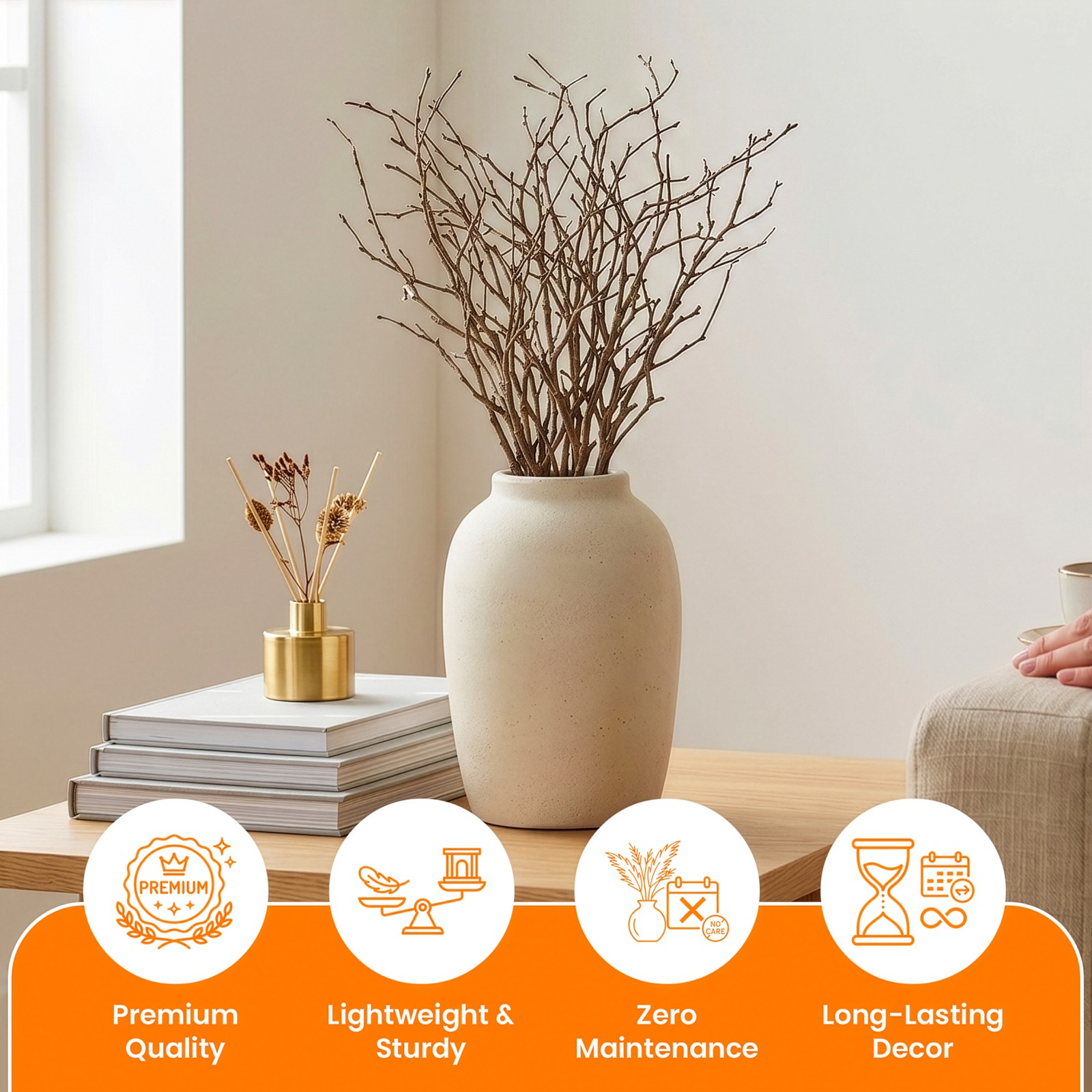 Uniquewise 37-inch Silver Willow Branches for Home Decor and Events, Brown