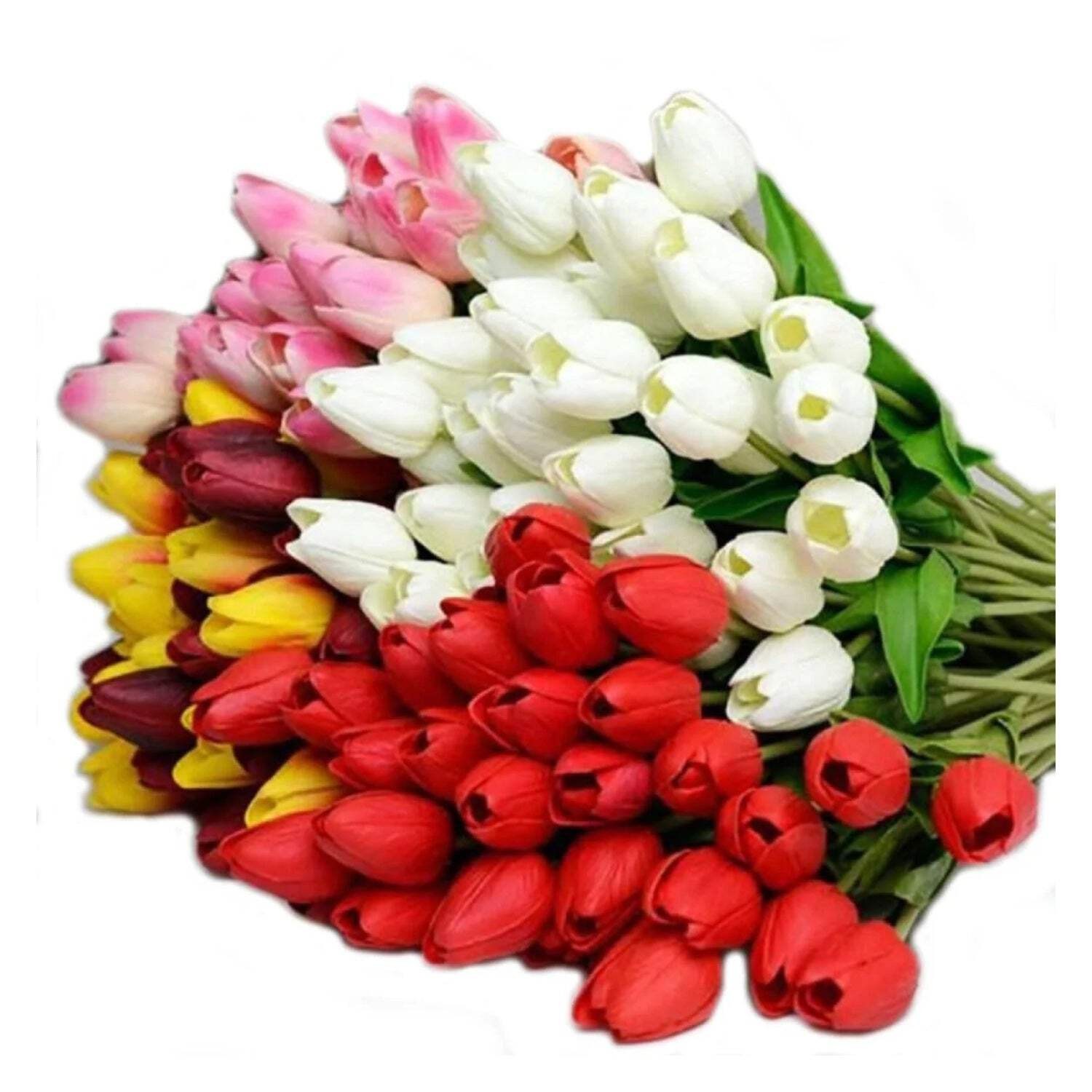 10x Artificial Tulips Flowers 35cm Stem Bouquet Fake Flower Bridal Decoration