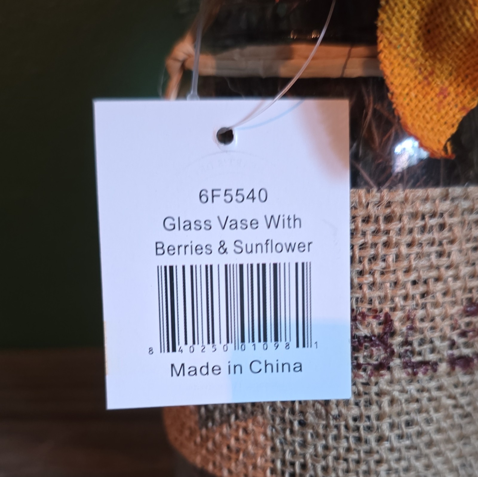 Audrey’s Artificial Fall Sunflower & Berry Floral Glass Vase Arrangement 6F5540