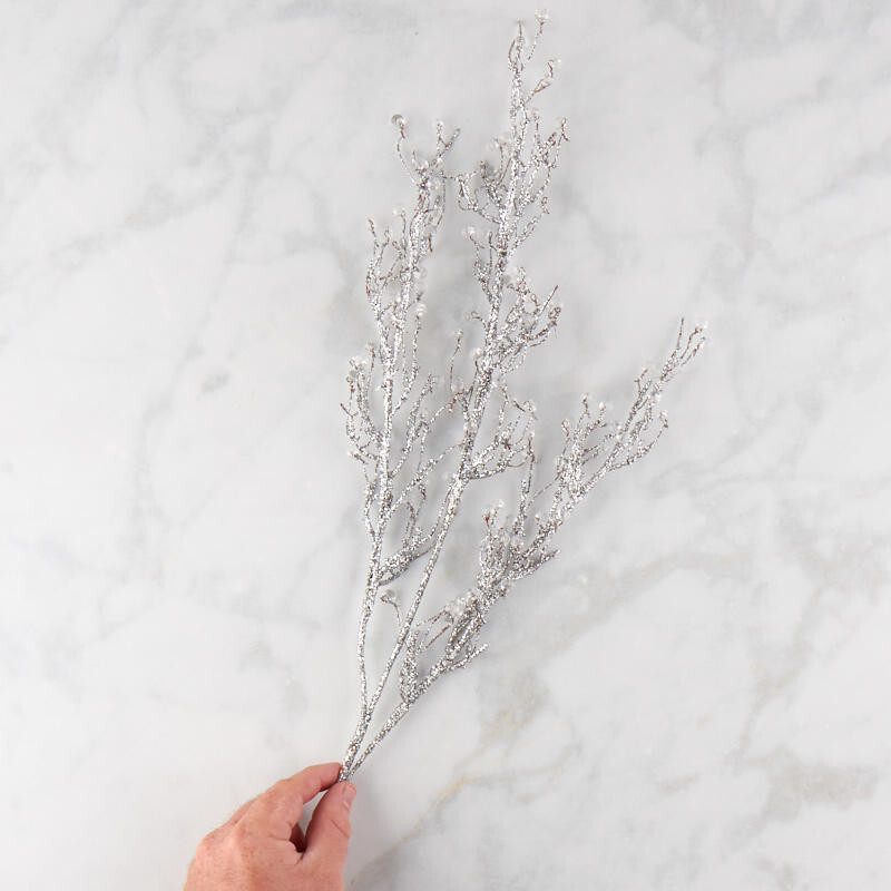 Factory Direct Craft Glittery Twig Spray with Clear Gems