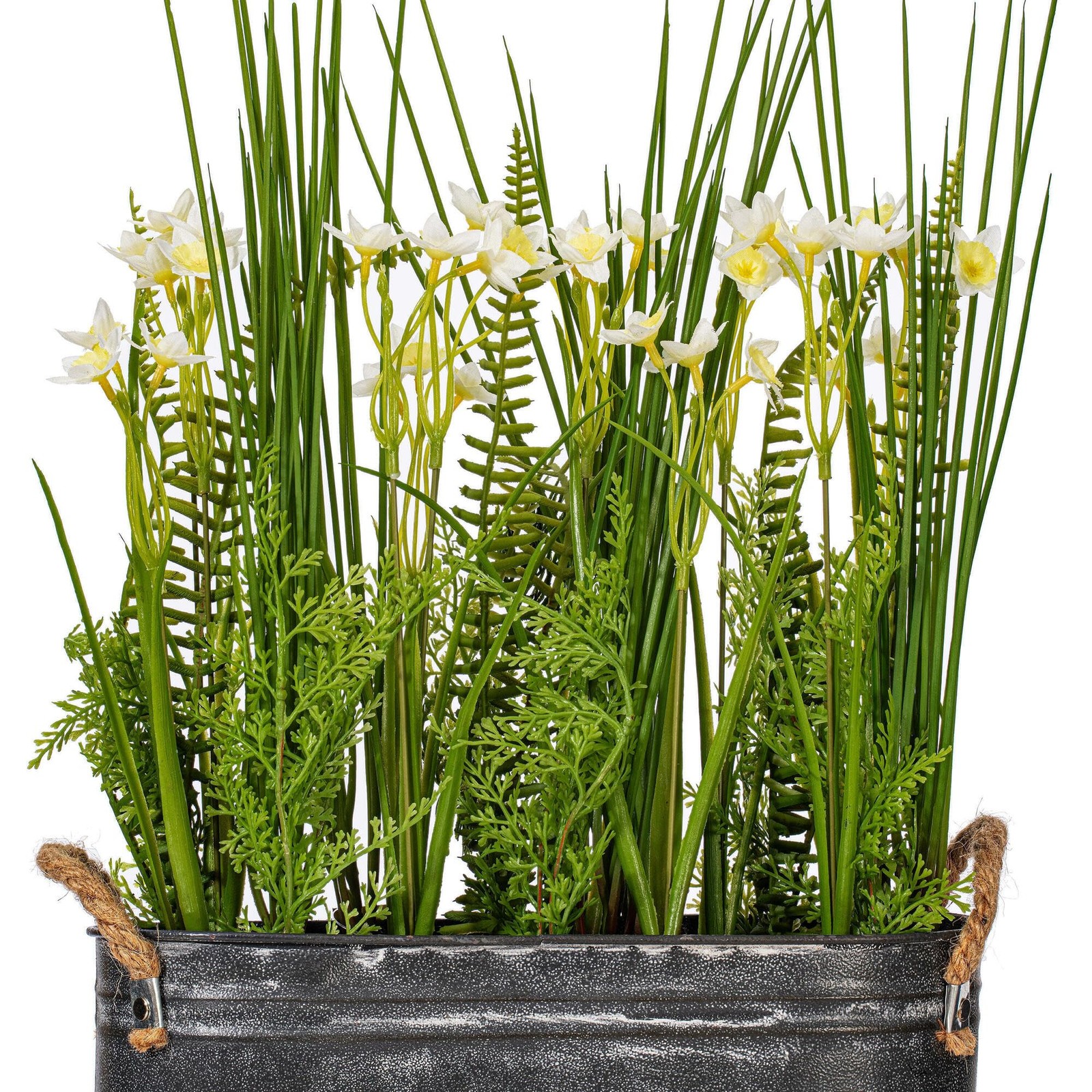 Vickerman 16″ Plastic Artificial Daffodil with Galvanized Pot in Green/Yellow