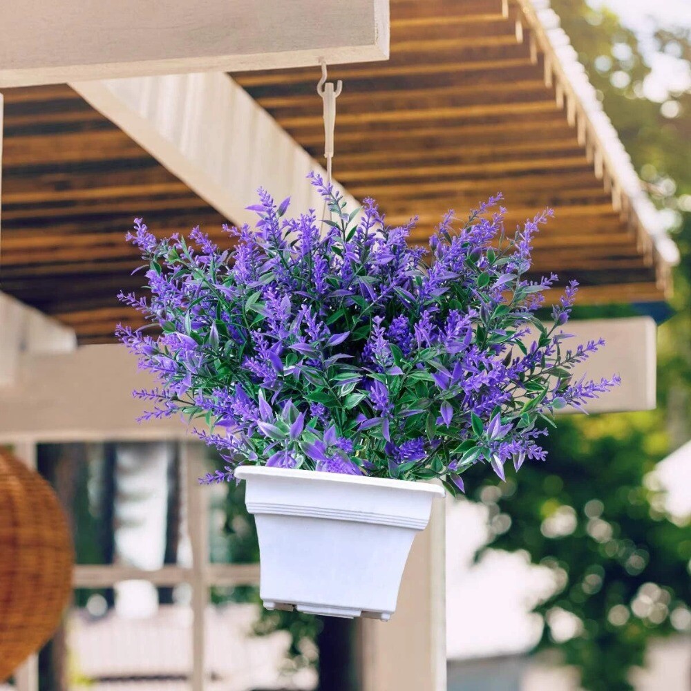 Artificial Lavender Flowers Fake Plastic Plants for Outdoor Garden Party Decor