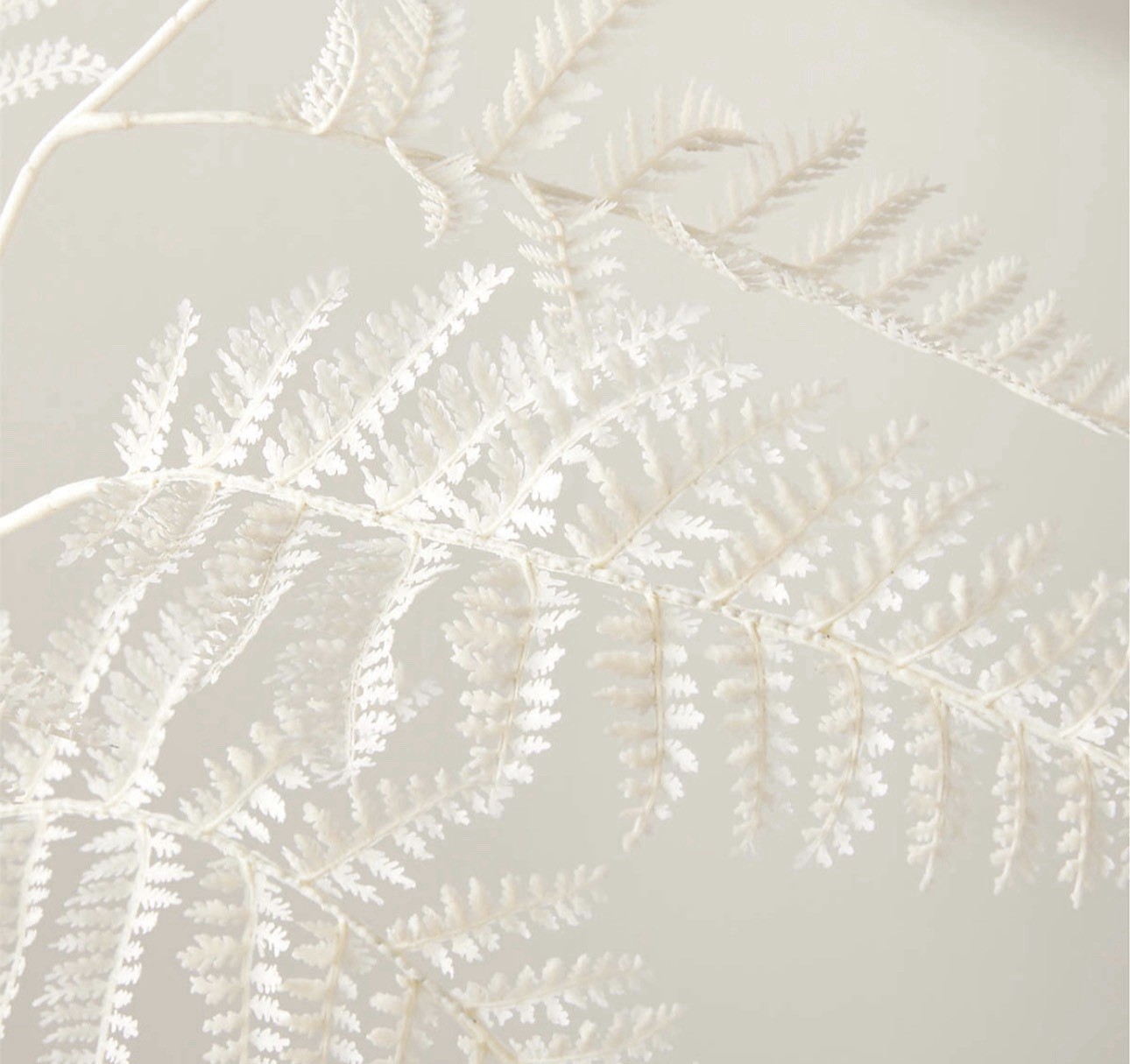 CB2 Modern 36” Faux White Fern & 51” Champagne Gold Willow Leaf Holiday Florals