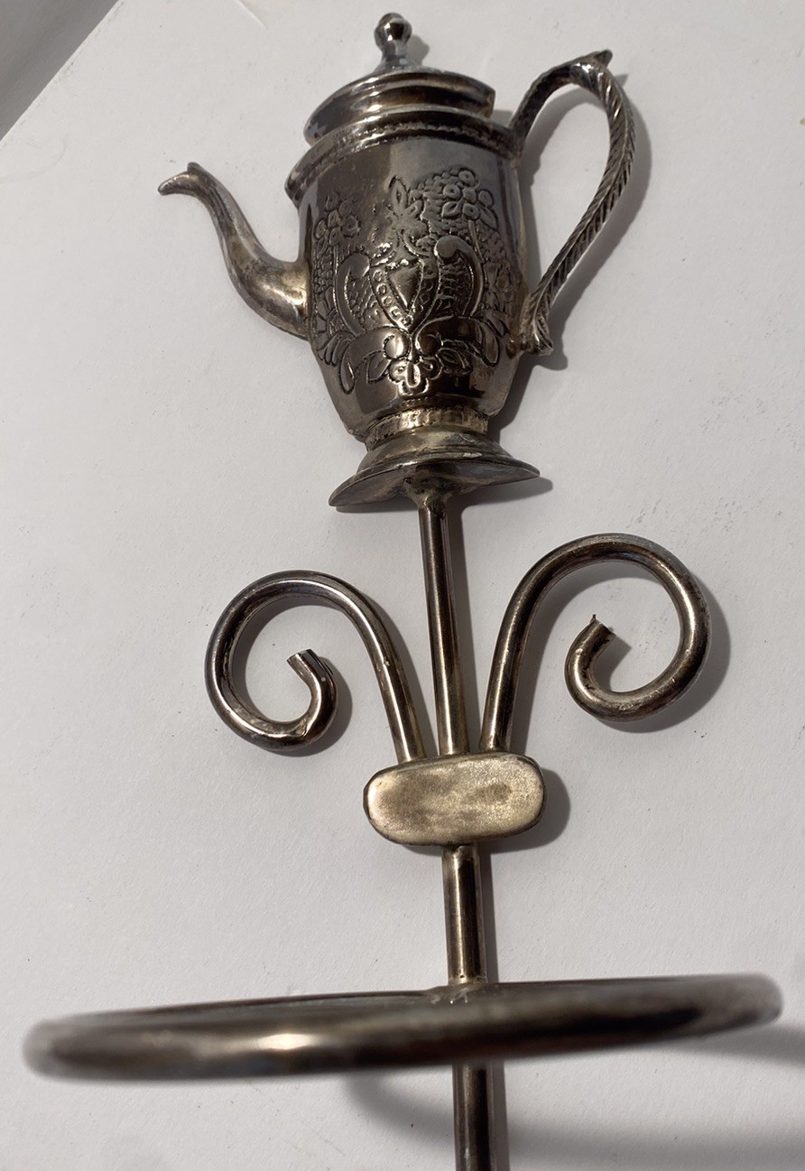Teapot Teacup Metal Wall Mount Flower Pot Holder Display
