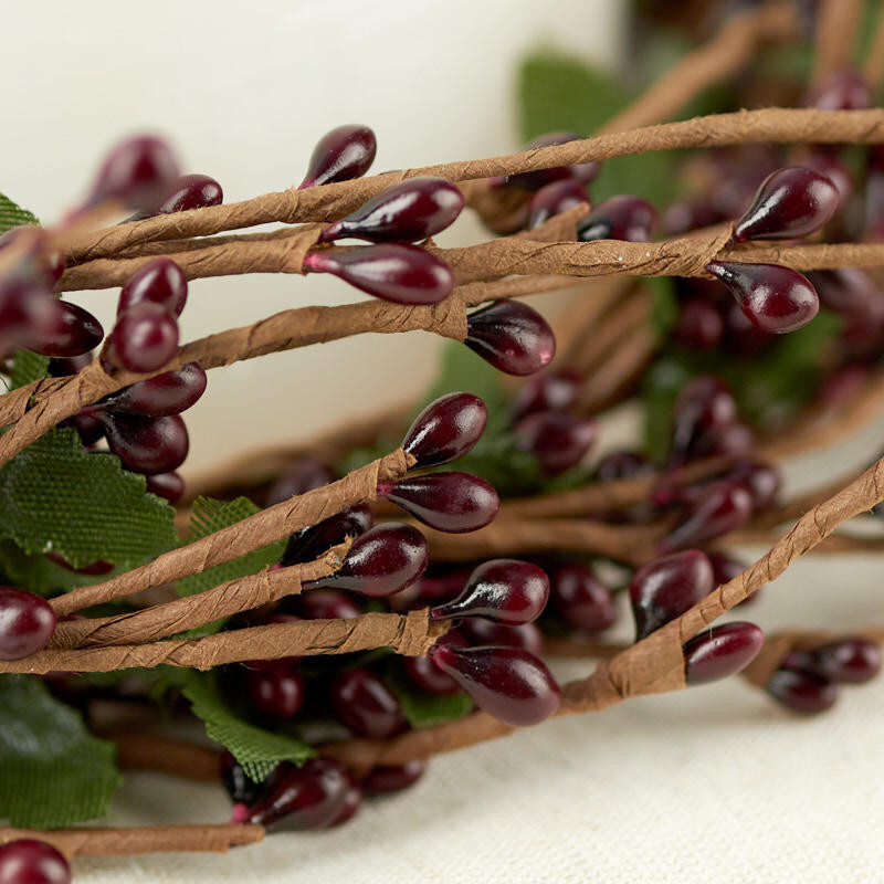 Set of 4 Burgundy Pip Berry and Twig 9″ Candle Rings