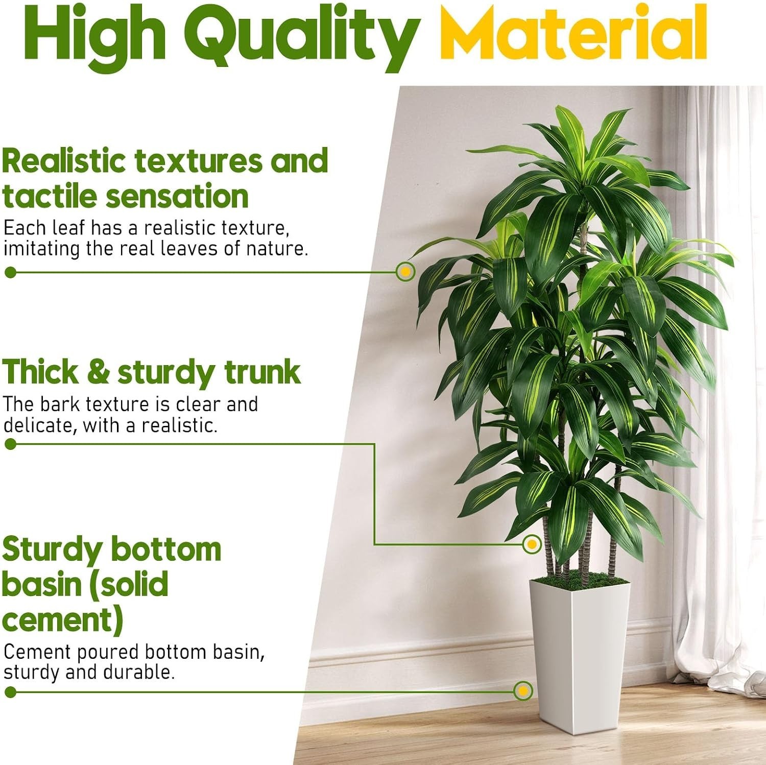 Elegant 5FT Dracaena Tree with White Planter – Perfect for Housewarming Gifts
