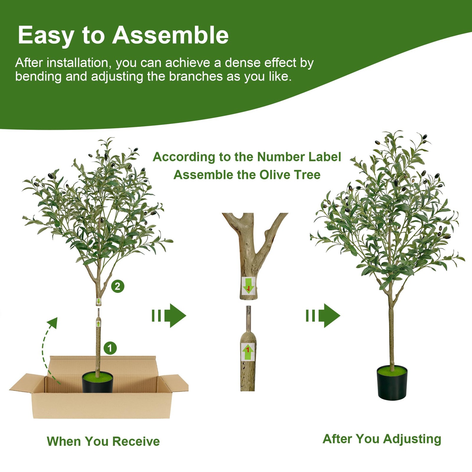 TENNOLA 4 FT Olive Trees Artificial Indoor, Faux Tree 3ft 11in, Green