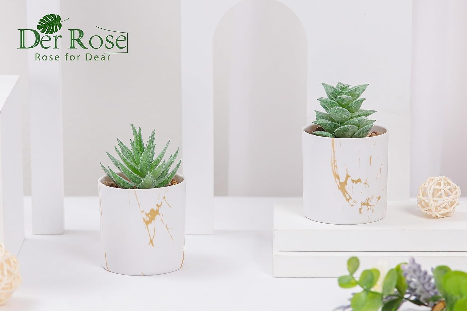 Set of 2 Eco-Friendly Artificial Succulents for Elegant Home and Office Decor