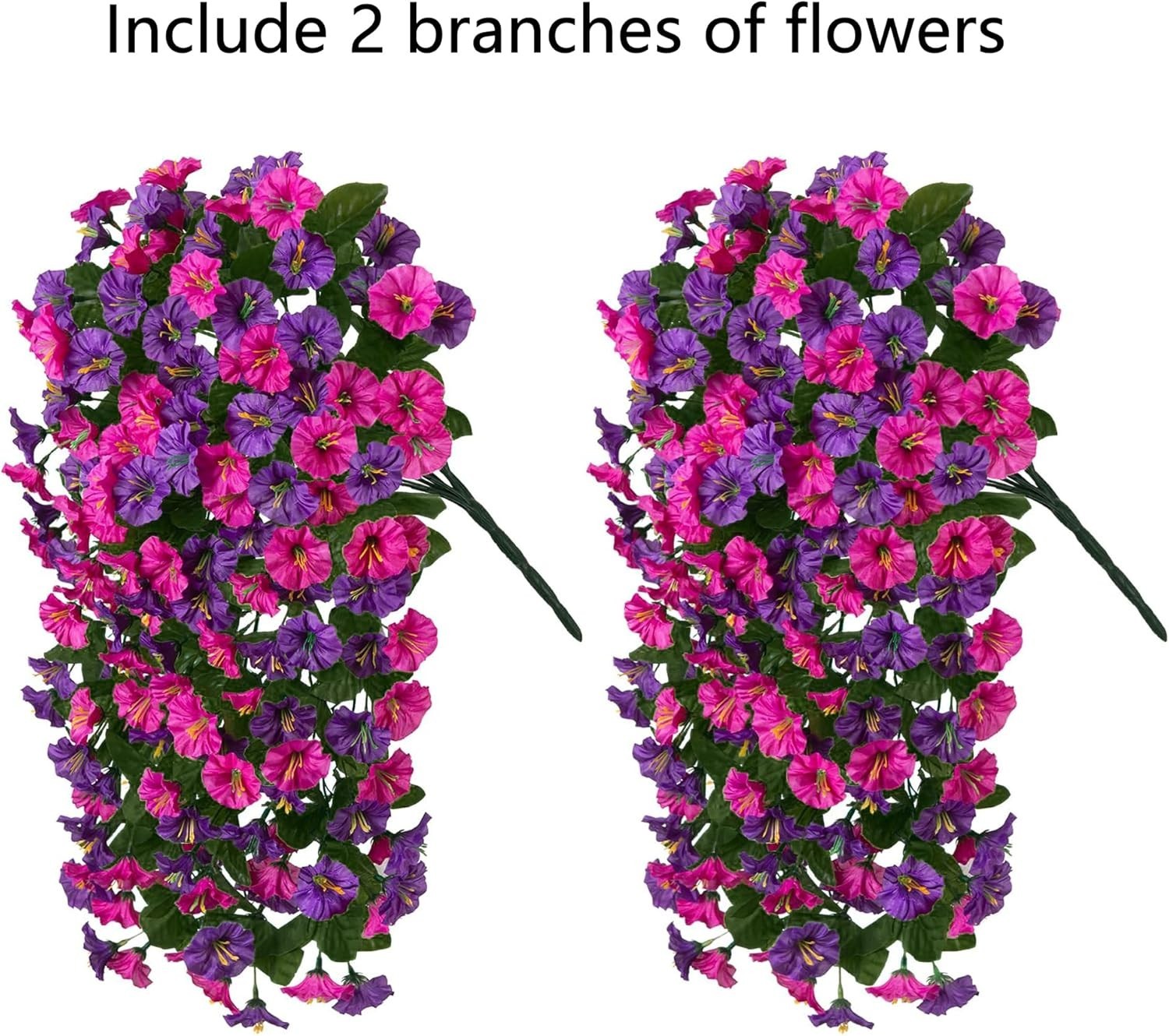 Elegant Outdoor Faux Silk Flower Vines – 2PCS UV Resistant Dark Purple & Fuchsia