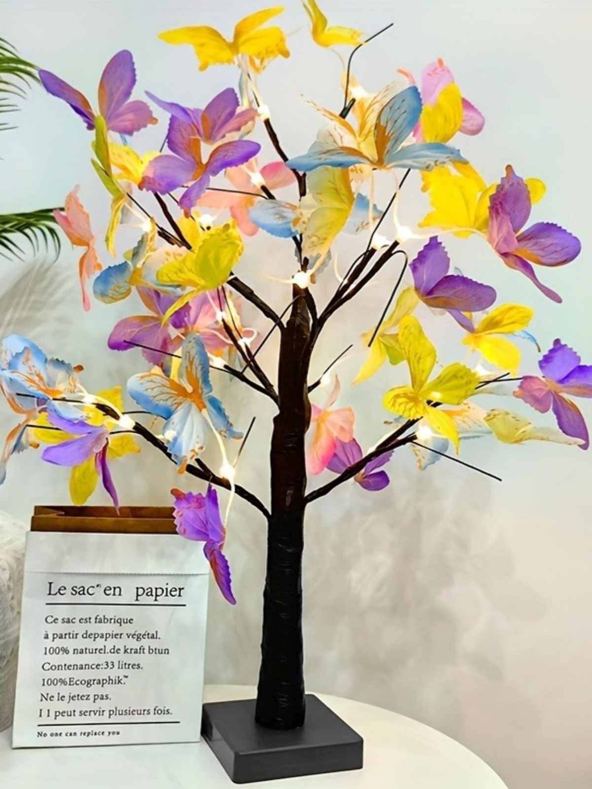 Butterfly Flower Tree LED Lamp USB Battery Artificial Plant Light Decor Home