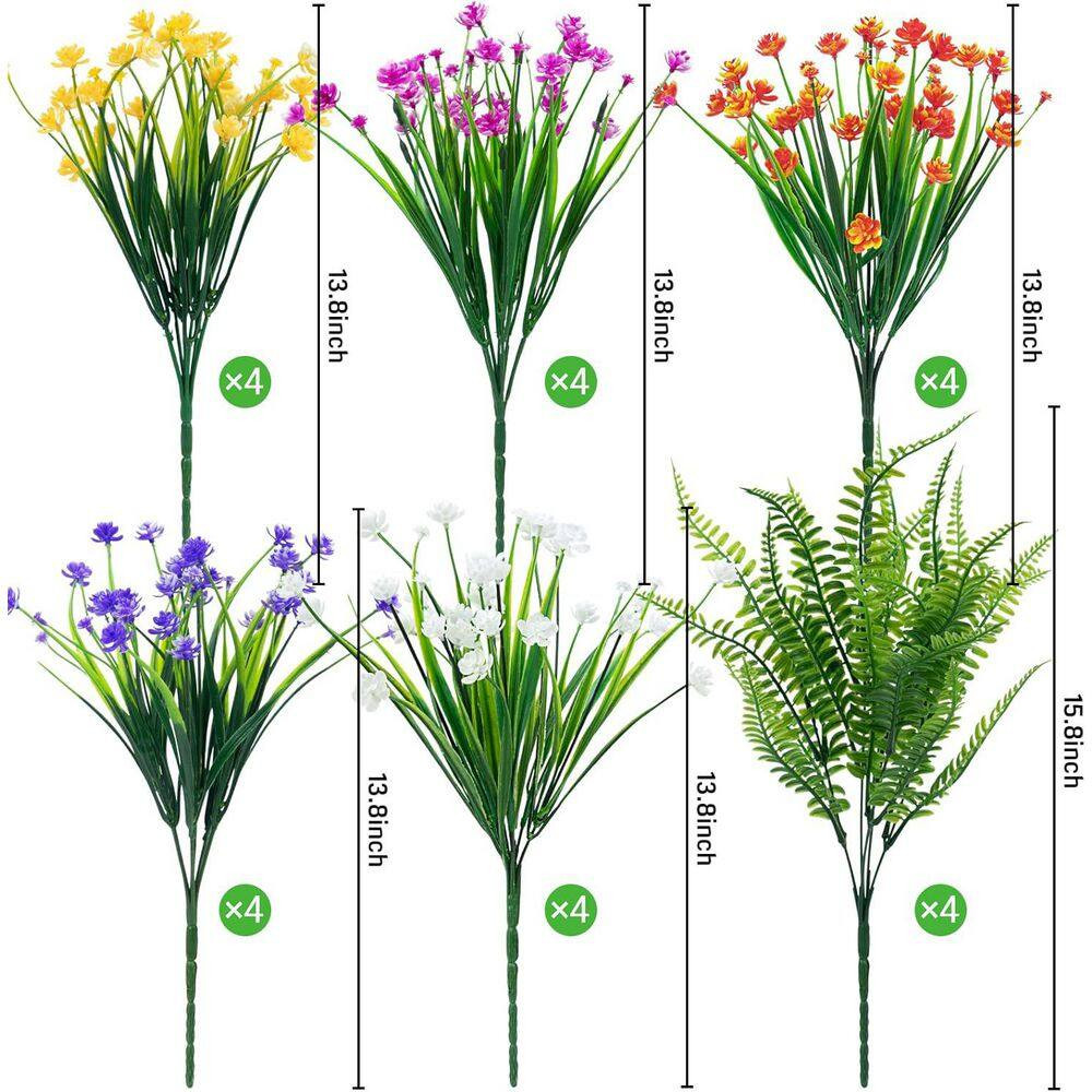 13.8 In. Multi-Colored Outdoor Artificial Daisies Flower for Garden Home Decor U