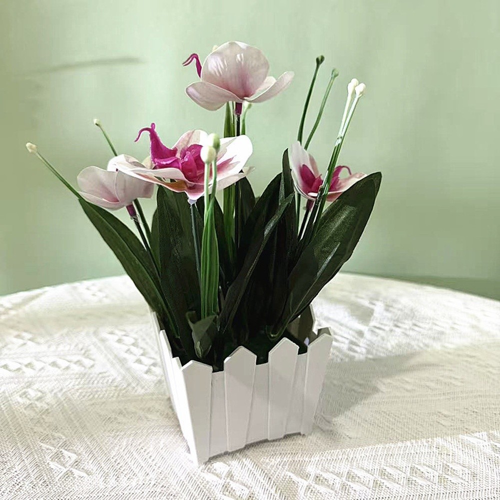 Fake Phalaenopsis Orchid Potted Plant Plastic Flower for Living Room Decor