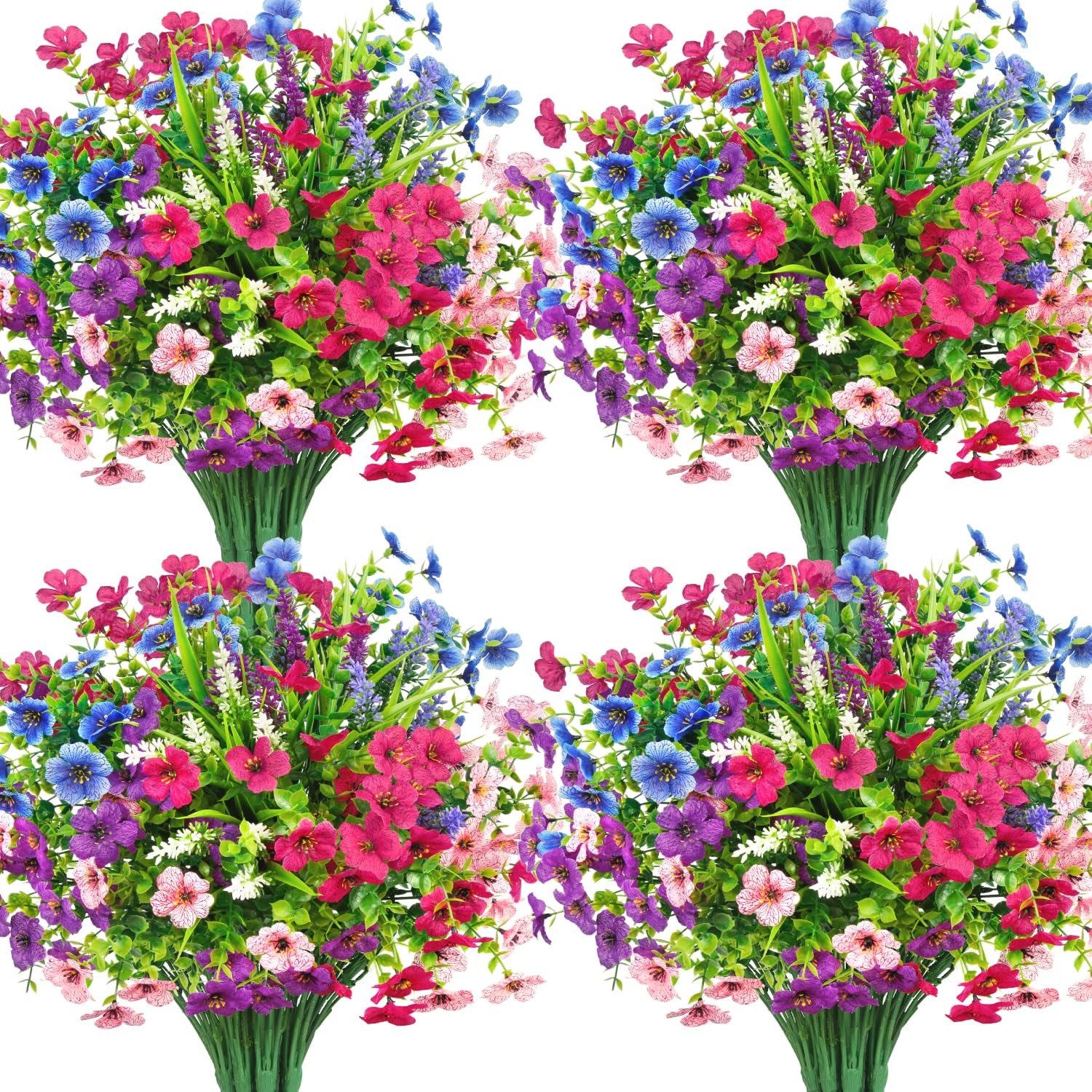 20 Bundles Artificial Flowers for Outdoors Decoration Fake Silk Flowers UV Re…