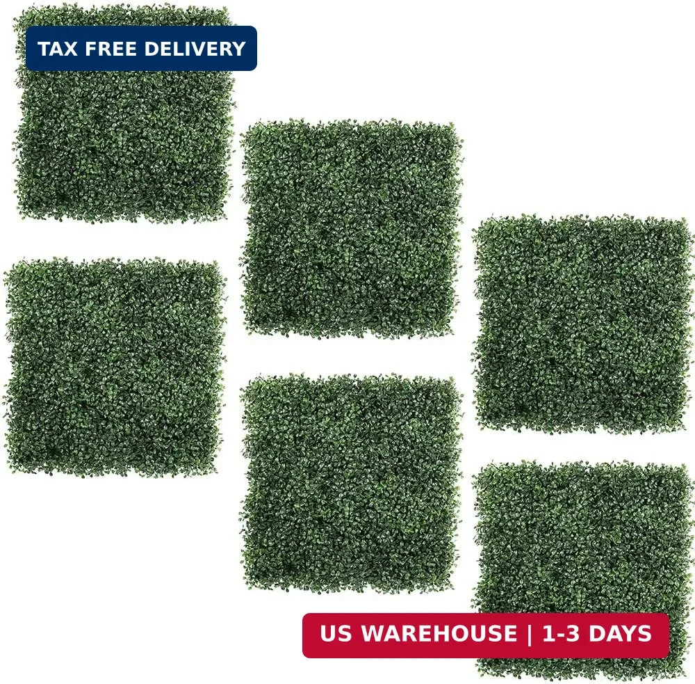 6PCS 20″x20″ Artificial Boxwood Panels Topiary Hedge Plant UV Protected Faux Gra