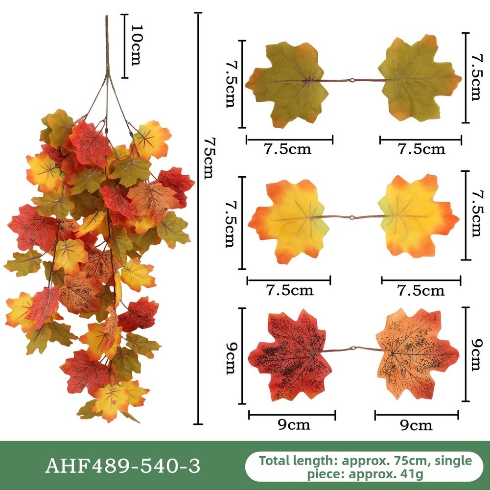 Artificial Maple Leaf Vine Wall Hanging with Pan Fabric and Pixel Cloth